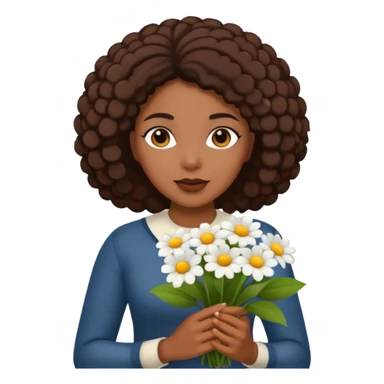 black woman holding white flowers in their hands sticker