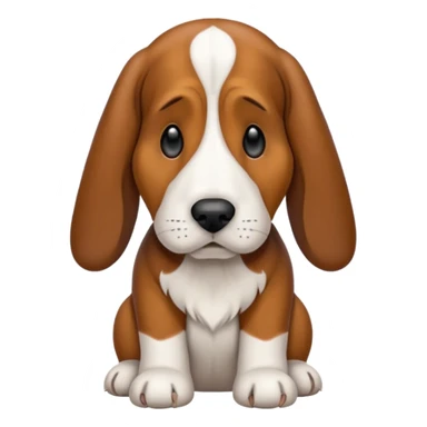 Basset hound with smaller ears, brown face black nose and ears. White belly chest and feet sticker