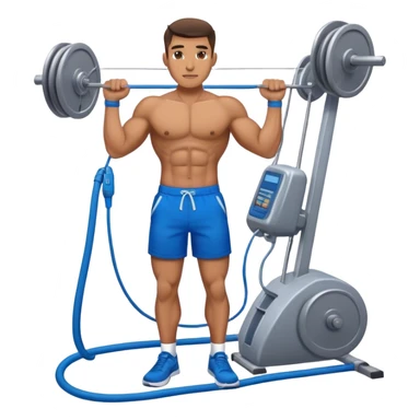fit man with blue shorts using cable-machine sticker