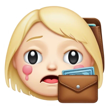 A crying face emoji with an empty wallet sticker