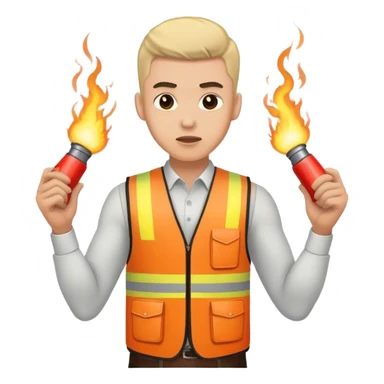 Man wearing a vest that has dynamite attached to it sticker