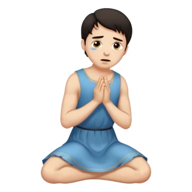 Submissive man on knees wearing female clothes dark hair begging sticker