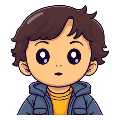 toddler face with big eyes, medium skin tone, and dark wavy hair sticker