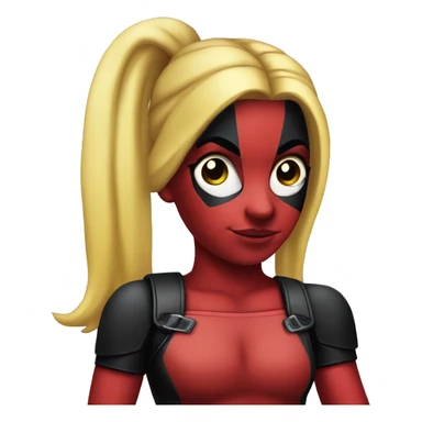 lady deadpool with a high yellow pony tail sticker