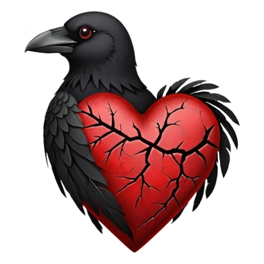 gothic heart with a crow feather sticker