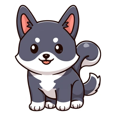 adorable black Shiba Inu puppy with big eyes sticker