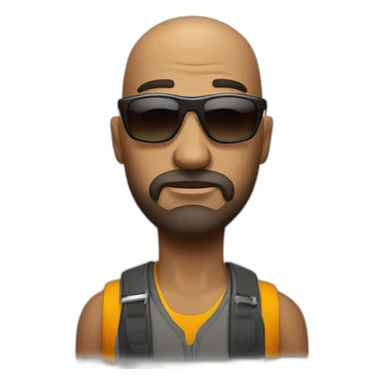 Very Serious Bald man with short beard and sun glasses sticker