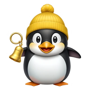 Laughing penguin yellow beanie  gold bell sticker