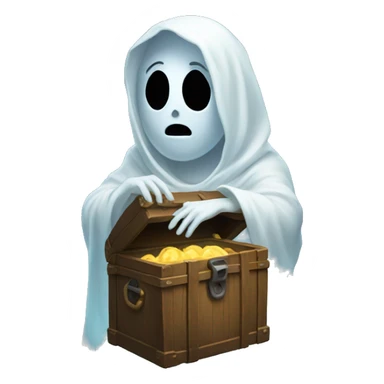 female ghost with a chest sticker