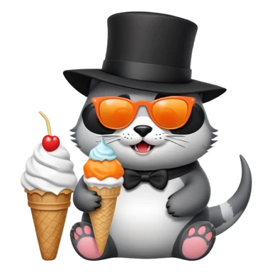 Shark with a top hat Panda eating ice cream cat with sunglasses sticker