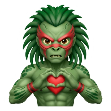A Yautja from the movie predator making heart sign with hands sticker