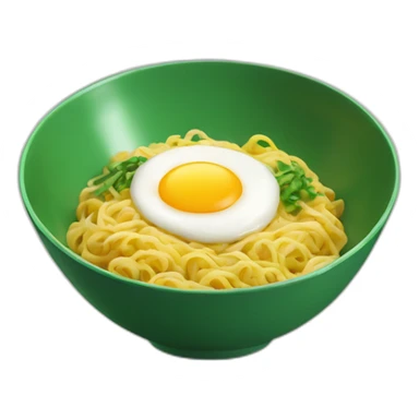 a green bowl off curry noodle with egg sticker