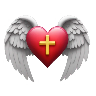 heart with cross in the middle and angel wings behind it sticker