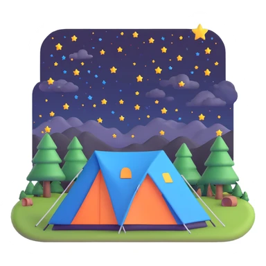 camping tent with starry night sky sticker