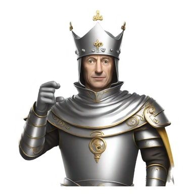 king baldwin IV in silver full face mask up who raises his right hand sticker