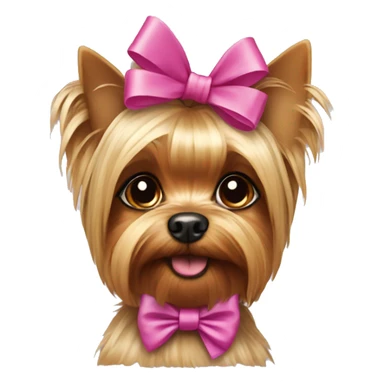 Yorkie dog with a bow sticker