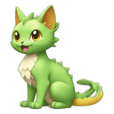Sitting-bicolor-cat-dragon-type-pokemon sticker