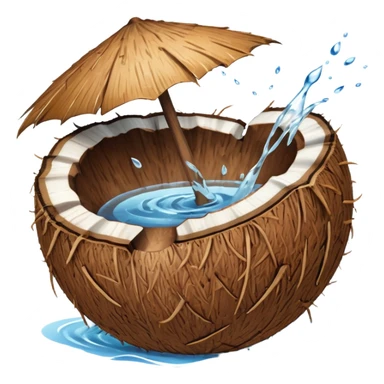 a coconut, with water splashing on it sticker