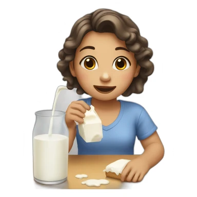 Girl eat milk sticker