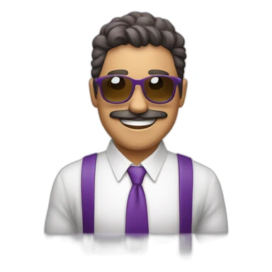 persona-piel blanca-gafas-sonriendo-camisa morada-pelo corto-castaño sticker