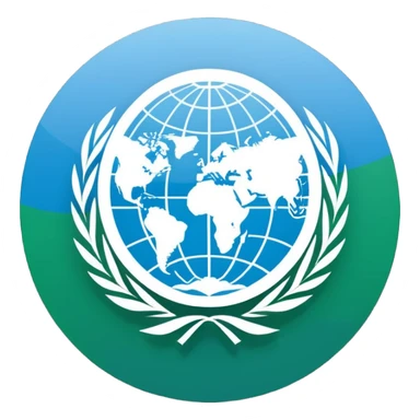 model united nations logo blue and green sticker