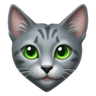 realistic grey cat jewelry display in form of a heart with green eyes sticker