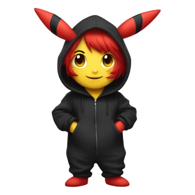 gothic red head in pikachu onesie thumb up sticker