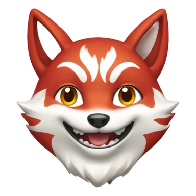 Red and white katsune head smiling sticker
