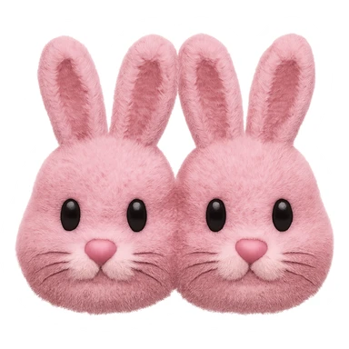 Make the light pink bunny slippers look fuzzy in the style of emoji, with no background. sticker