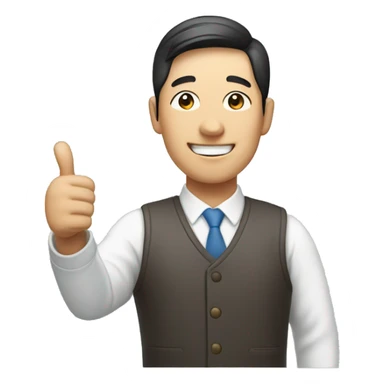 Smiling Korean Man shows thumbs up sticker