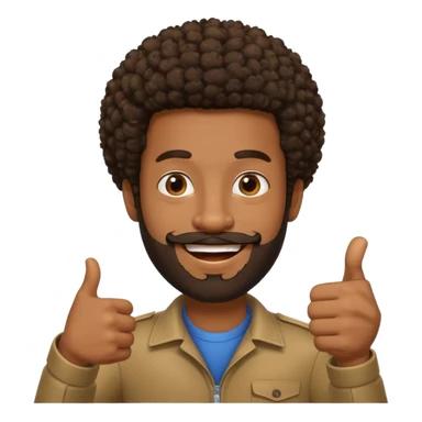 black man with beard, mustache, and short afro with his thumb up sticker