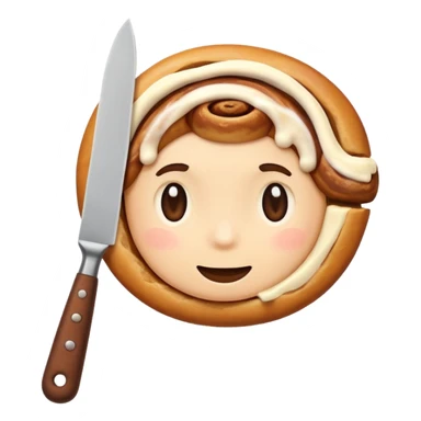 cinnamon roll holding knife sticker