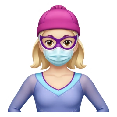 a figure skater girl wearing a face mask sticker
