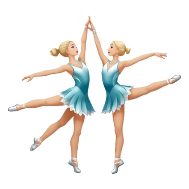 Icon for Sports Dance: a white couple in competitive attire performing a synchronized dance with acrobatic moves, dance shoes, a rhythmic floor, and a competition backdrop. The icon should capture athleticism, technique, and acrobatic precision. Transparent background. sticker