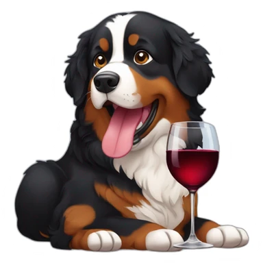Bernese mountain dog drinking red wine sticker