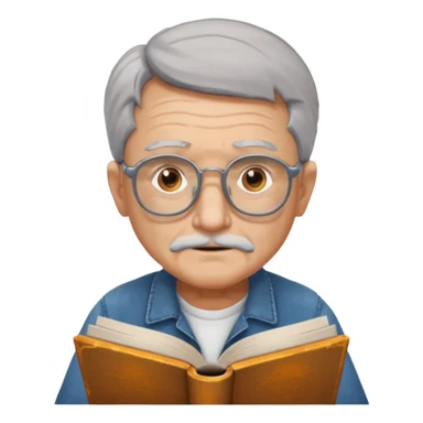 old man reading a book colored glasses sticker