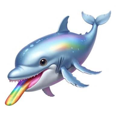 ice pastel baby blue, platinum grey and steel silver skin humpback whale with pink tongue and with tawny amber and yellow eyes with black pupils and barnacles and iridescent rainbow shine on its back sticker