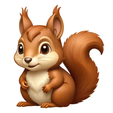 Cinematic Noble Squirrel Portrait Emoji, Poised and regal, with a nimble, agile build and a lush, well-groomed Fur of rich auburn and cream, deep-set soulful bright eyes, Simplified yet sharp and sophisticated features, highly detailed, glowing with a soft, dignified glow, high shine, intelligent and spry, stylized with an air of woodland charm, focused and attentive, soft glowing outline, capturing the essence of a watchful and confident rodent, so majestic it feels as though it could scamper out of the screen with effortless authority! sticker