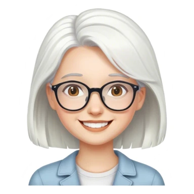 smiling girl with glasses indoors white hair  sticker