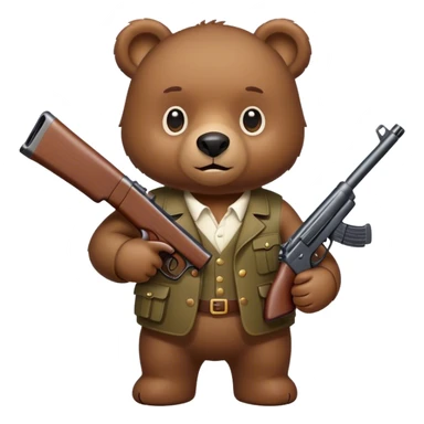 little bear holding a gun sticker