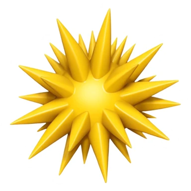 Compact iOS‑style 3D emoji: plain jagged burst (10 spikes), bright yellow, smooth shading, thin darker edge; no characters or pictograms sticker