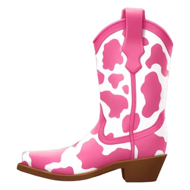 Pink and white cow print cowgirl boots sticker