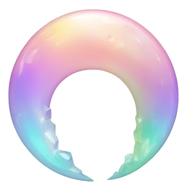 Pastel iridescent rainbow crystal crescent circle sticker