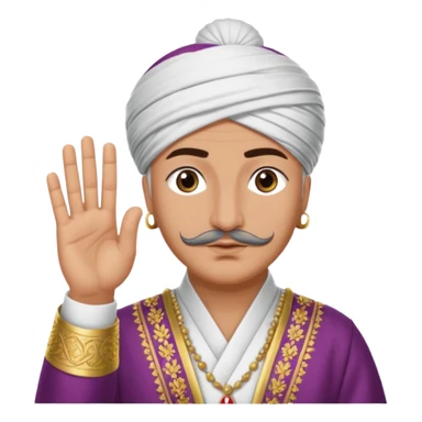 A turkish Sultan doing the quiet sign while his eyes are pure white sticker