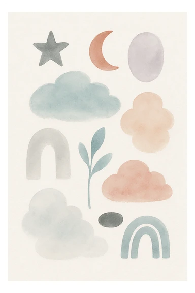 dream, watercolor style, abstract shapes, dreamy hues sticker