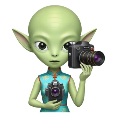 cheongsam ancient alien with camera sticker