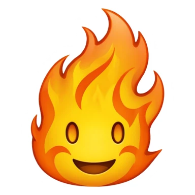 cartoon flame icon emoji with the word 'FIRE' in bold, comic font, thick black outline, eye-catching orange and yellow, clear and readable for chat and YouTube memberships sticker