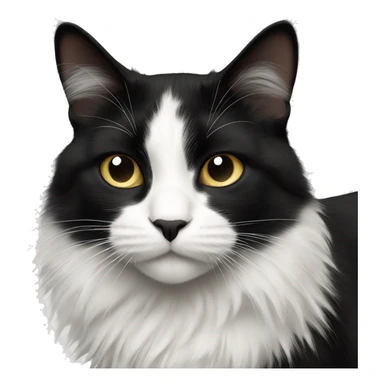 black and white cat long haired sticker