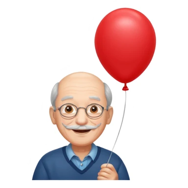 Grandpa floating with balloon sticker
