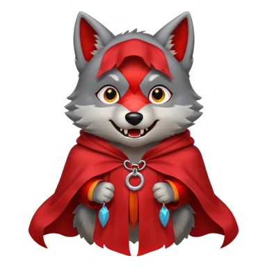 Vampire Pet, Tiny wolf in red collar cloak sticker